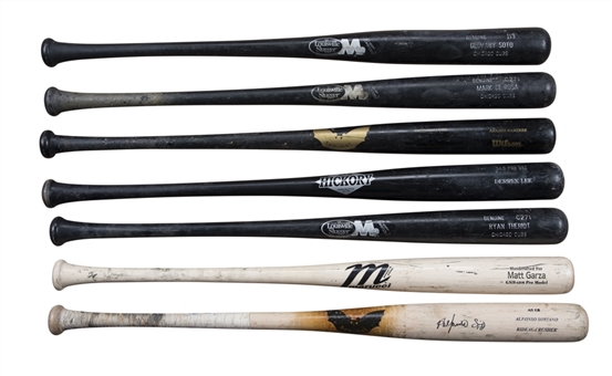 Lot of (7) Chicago Cubs Players Game Used Bats Including Soriano, Garza & Soto (PSA/DNA Pre-Certified)